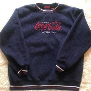 Vintage coca cola crew neck fuzzy sweater sz Small